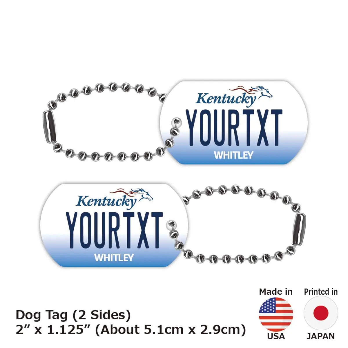 [Medaglietta identificativa per cani/Dog tag] Kentucky 2005 / Portachiavi personalizzato a forma di targa americana originale