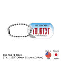 【Medaglietta identificativa per cani/Dog tag】Illinois 2017/Portachiavi personalizzato a forma di targa americana