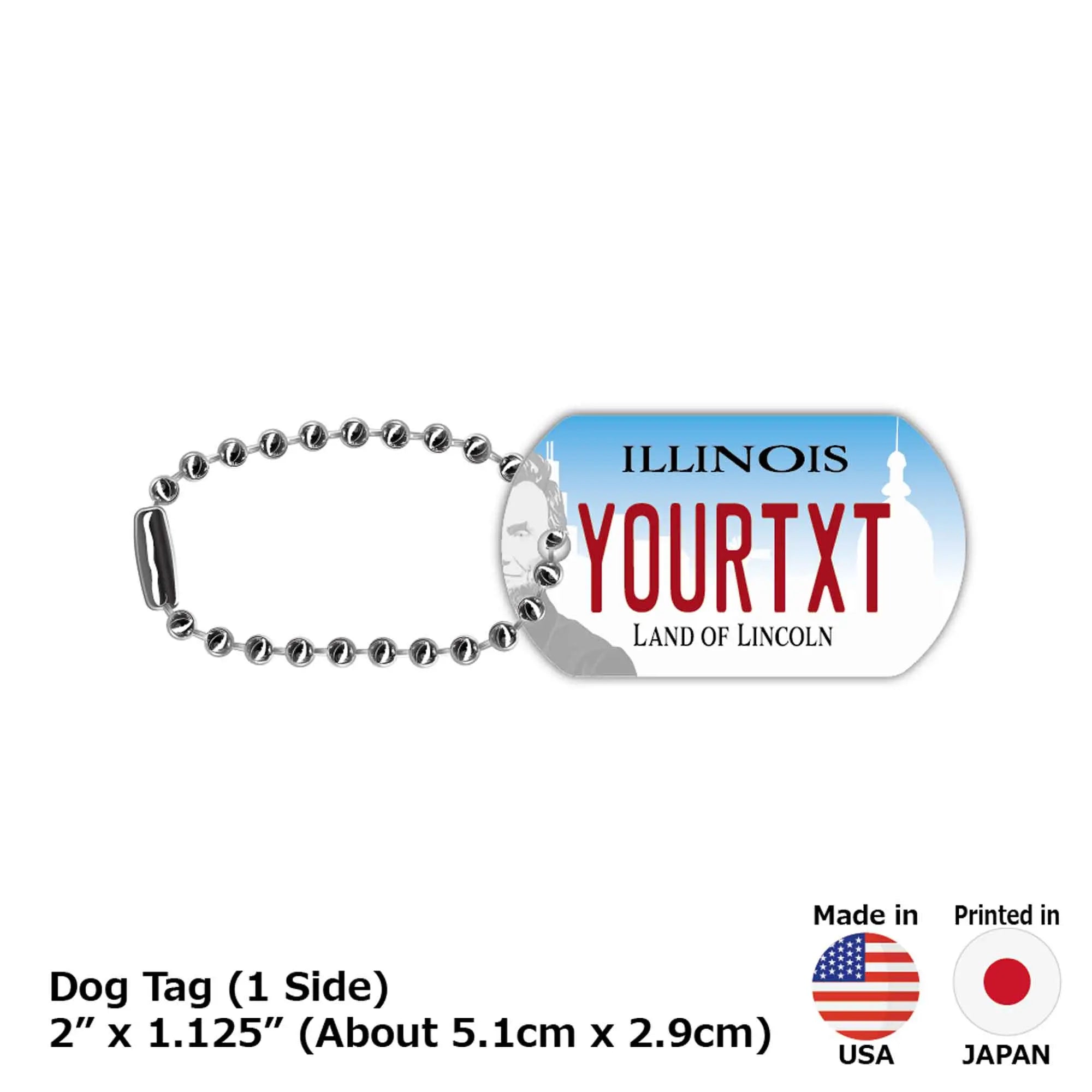 【Medaglietta identificativa per cani/Dog tag】Illinois 2017/Portachiavi personalizzato a forma di targa americana