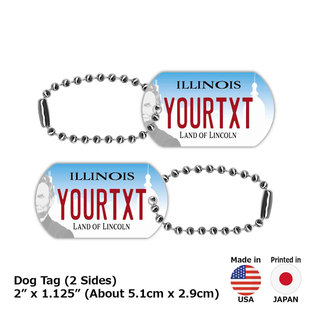 【Medaglietta identificativa per cani/Dog tag】Illinois 2017/Portachiavi personalizzato a forma di targa americana
