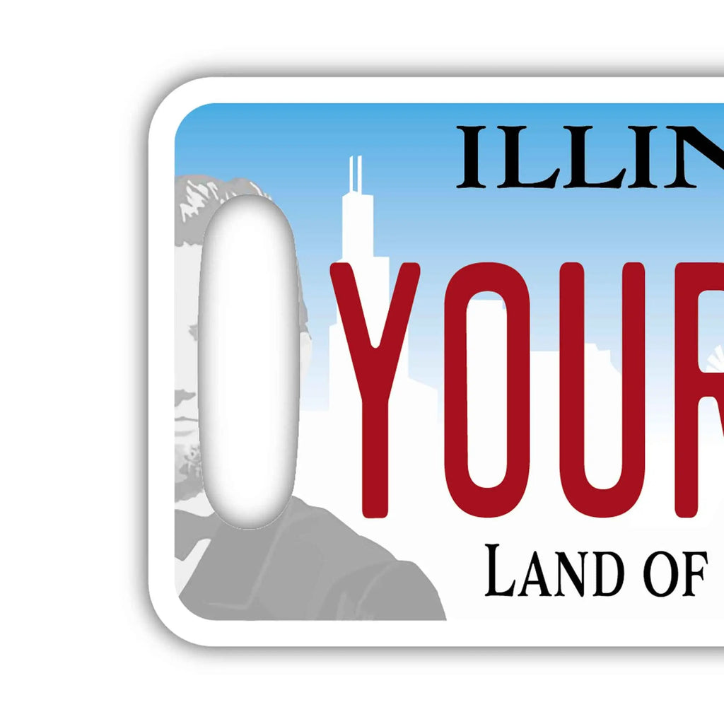 【Etichetta per bagaglio】Illinois 2017/Originale a forma di targa americana, elegante, tag anti-smarrimento