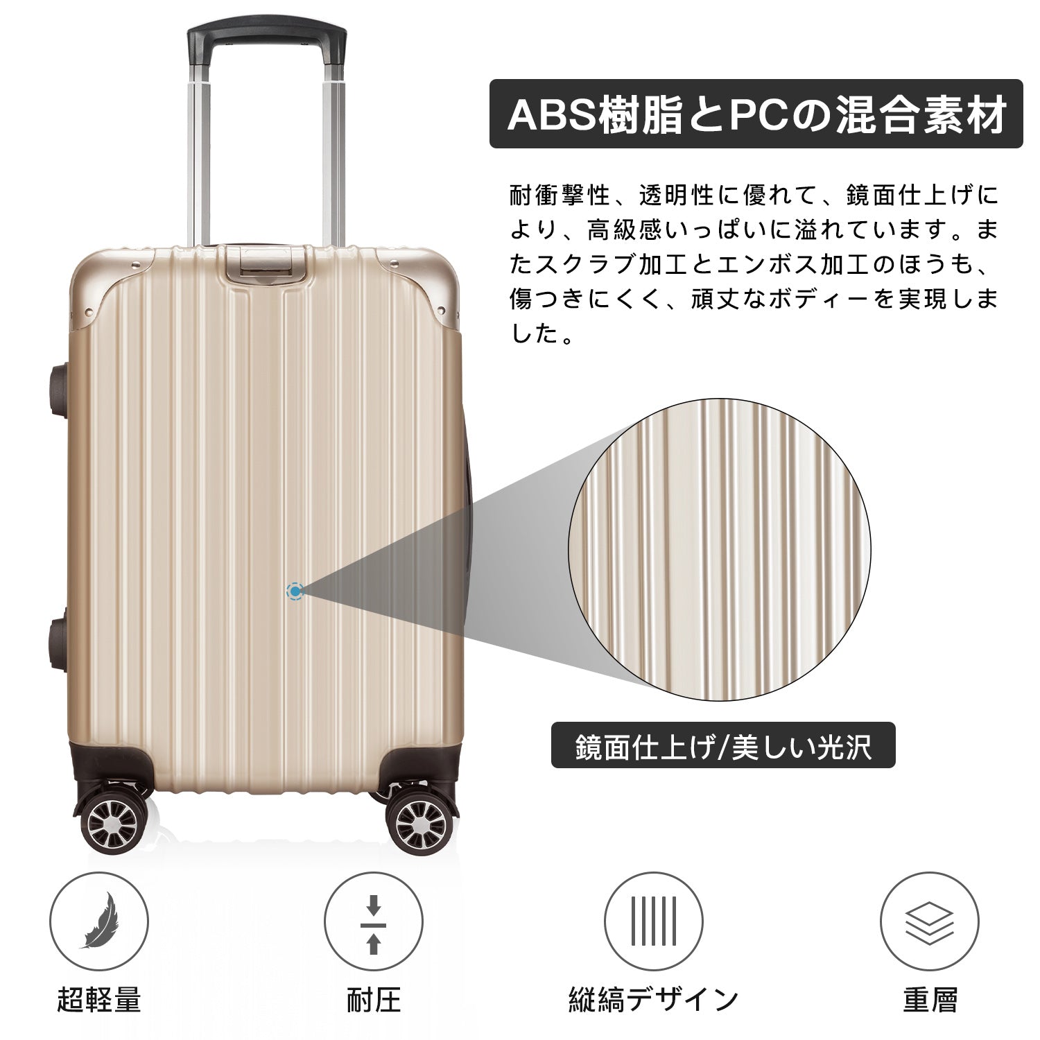 VARNIC スーツケース キャリーバッグ キャリーケース ファスナー式 TSAローク 静音フック 畿内持込 Sサイズ