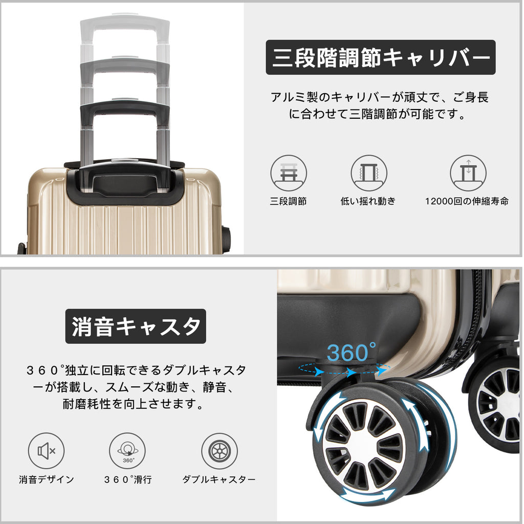 VARNIC スーツケース キャリーバッグ キャリーケース ファスナー式 TSAローク 静音フック 畿内持込 Sサイズ