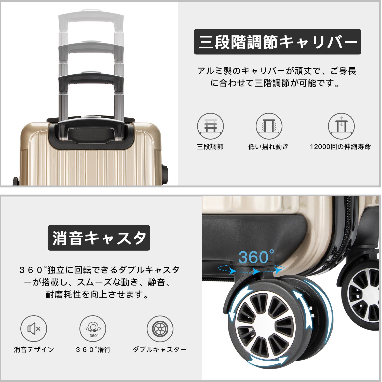 VARNIC スーツケース キャリーバッグ キャリーケース ファスナー式 TSAローク 静音フック 畿内持込 Sサイズ