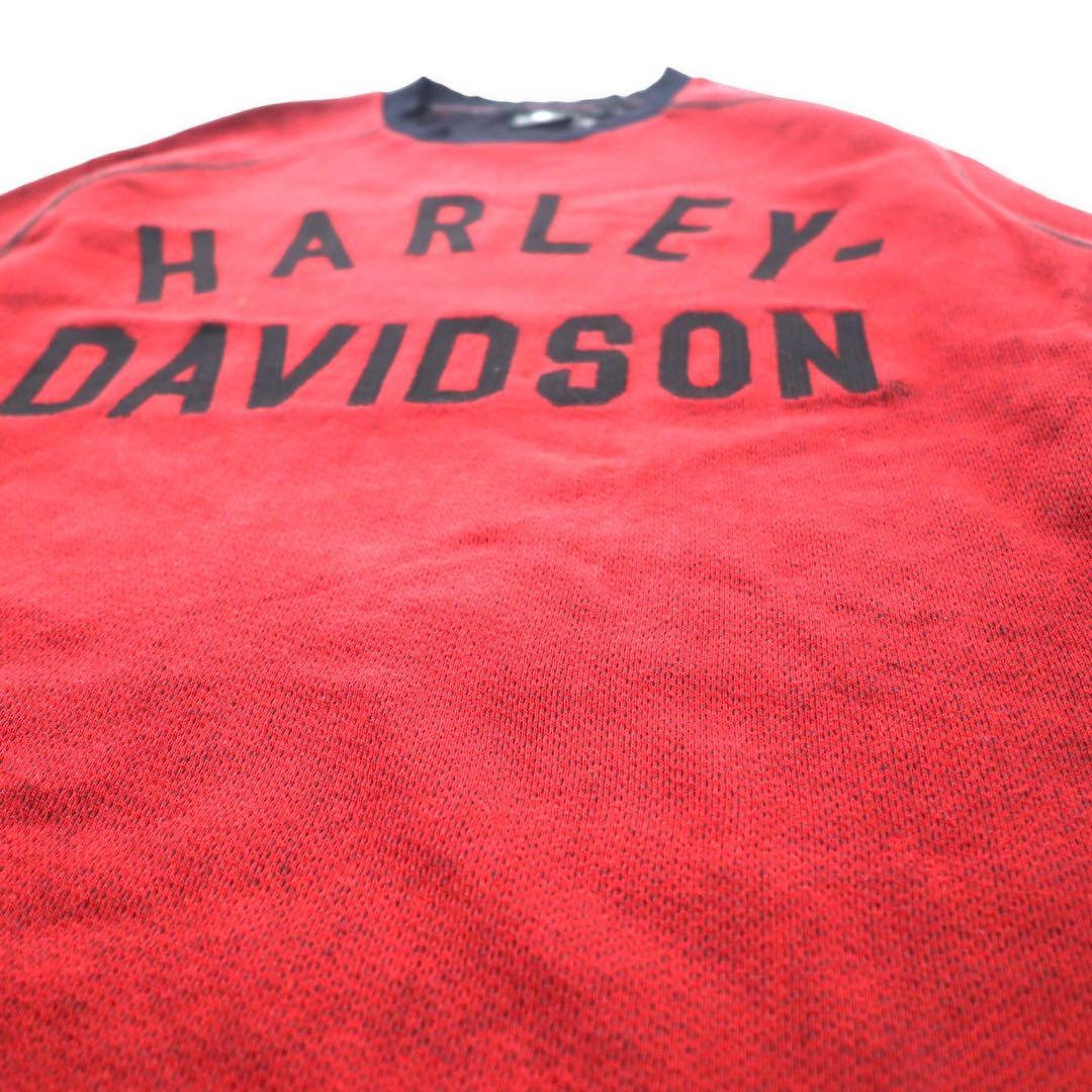 HARLEY DAVIDSON ロゴ刺繍 スウェット L レッド コットン ビッグサイズ