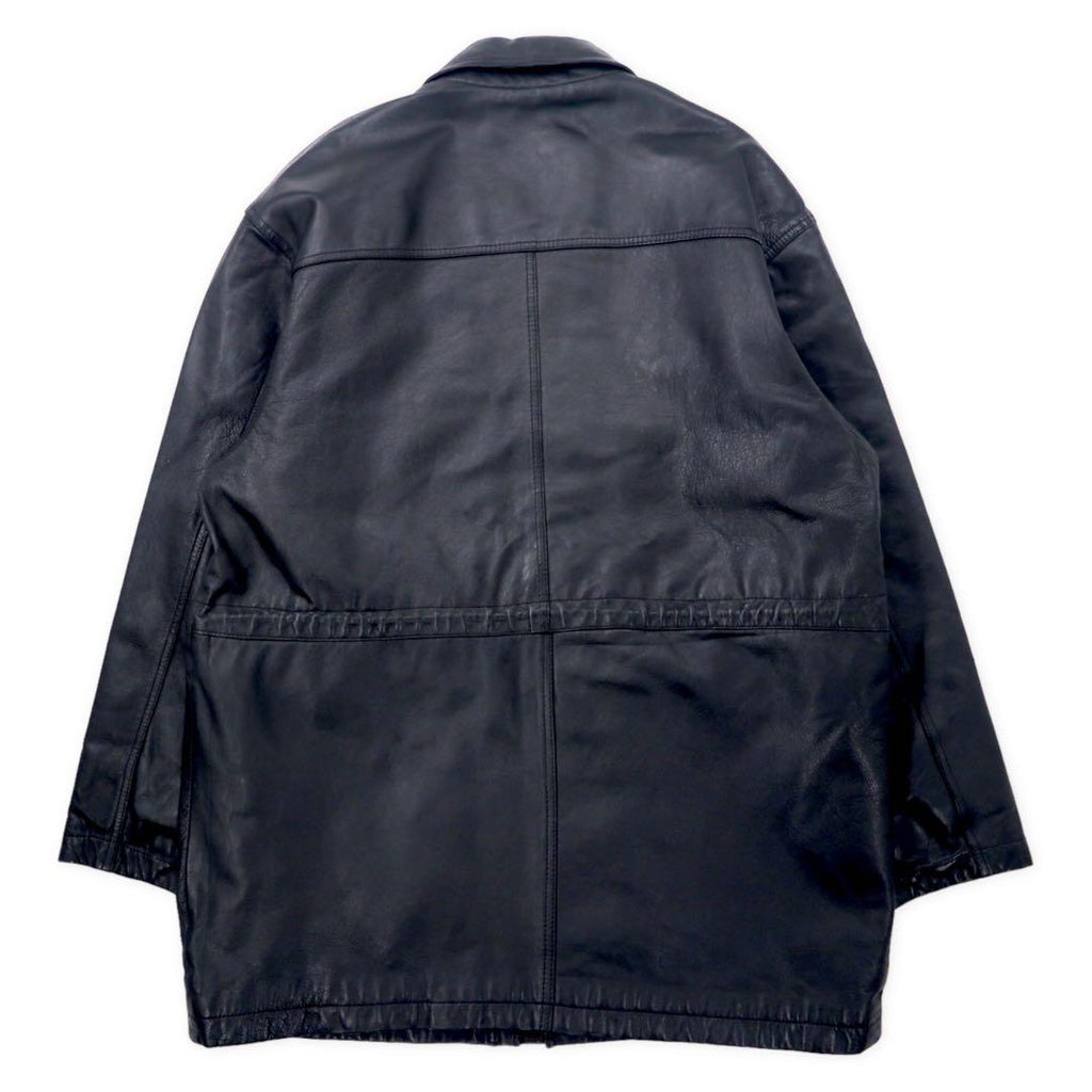VIA NUOVO PELLE Car Coat in pelle 2L nero, pelle di pecora, fodera trapuntata, coulisse, taglia grande