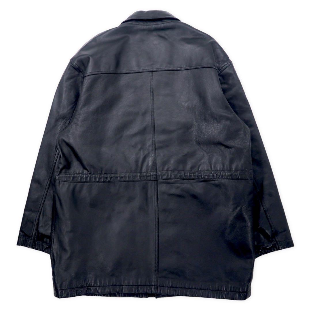 VIA NUOVO PELLE Car Coat in pelle 2L nero, pelle di pecora, fodera trapuntata, coulisse, taglia grande