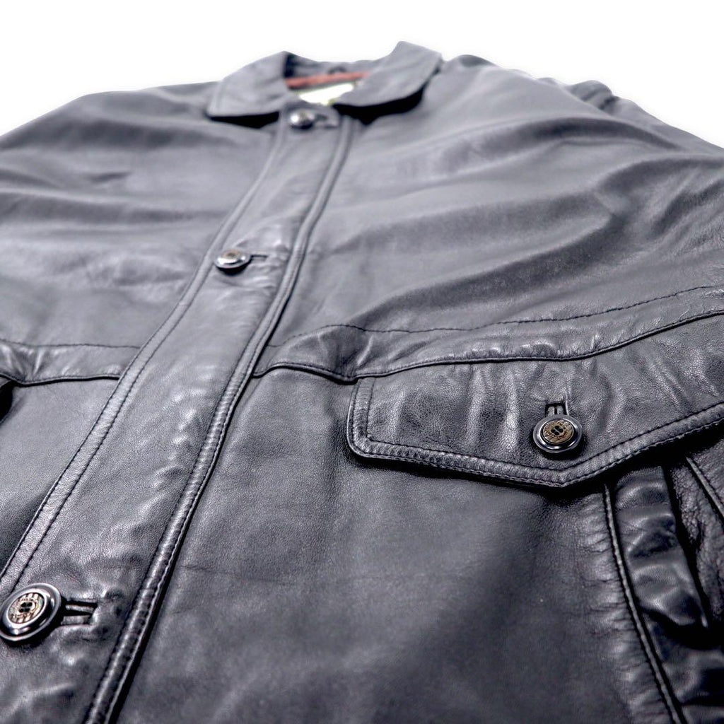 VIA NUOVO PELLE Car Coat in pelle 2L nero, pelle di pecora, fodera trapuntata, coulisse, taglia grande