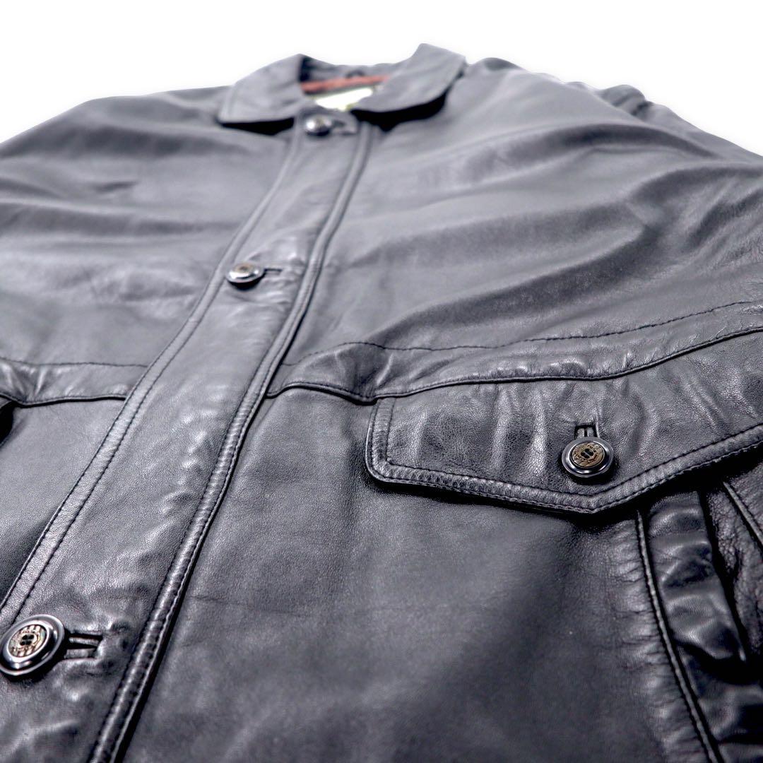 VIA NUOVO PELLE Car Coat in pelle 2L nero, pelle di pecora, fodera trapuntata, coulisse, taglia grande