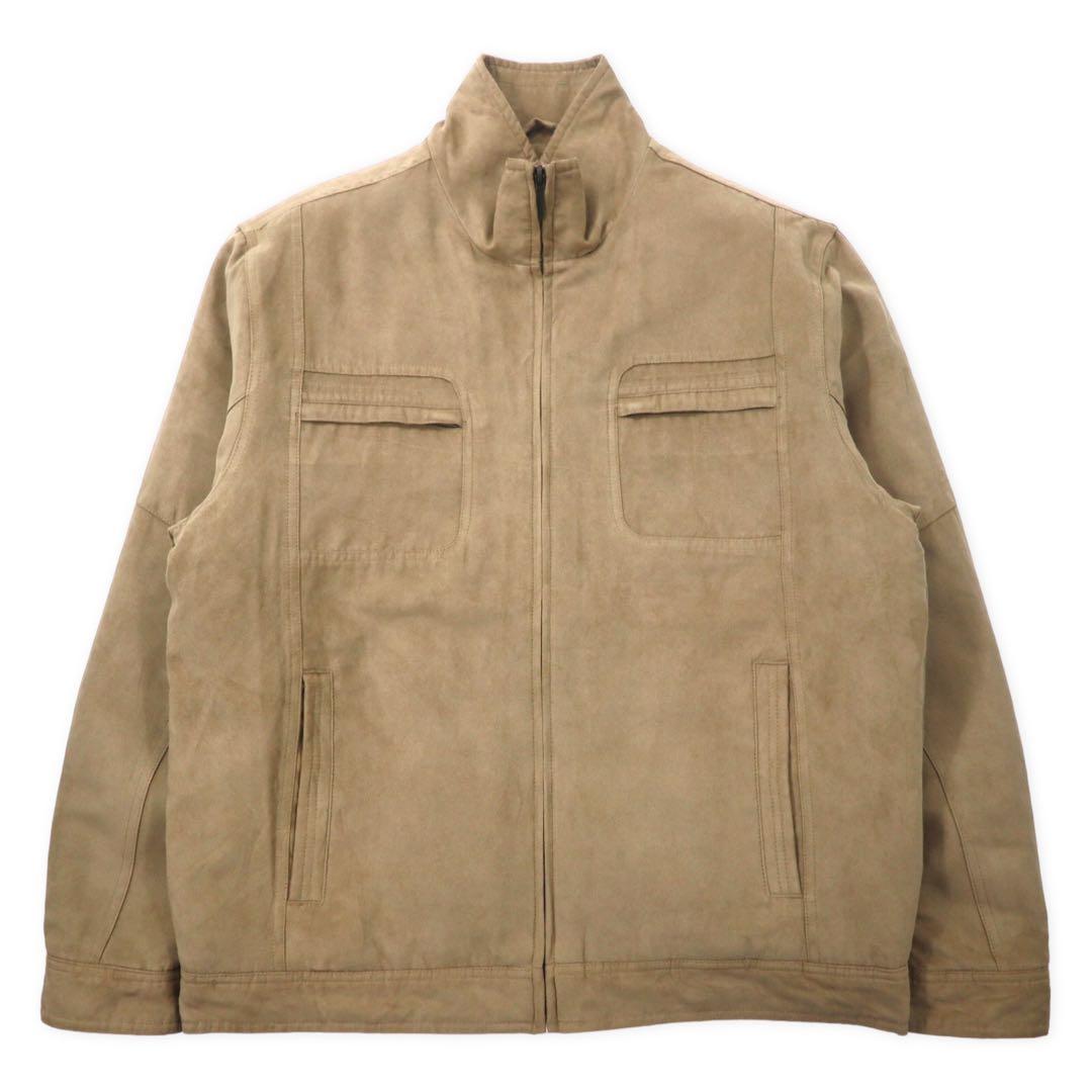 Giacca in pelle scamosciata sintetica LONDON FOG, collo alto, taglia L, beige, imbottitura in poliestere, fodera trapuntata.