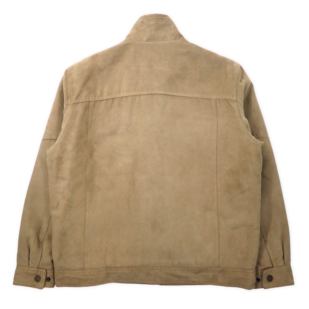 Giacca in pelle scamosciata sintetica LONDON FOG, collo alto, taglia L, beige, imbottitura in poliestere, fodera trapuntata.