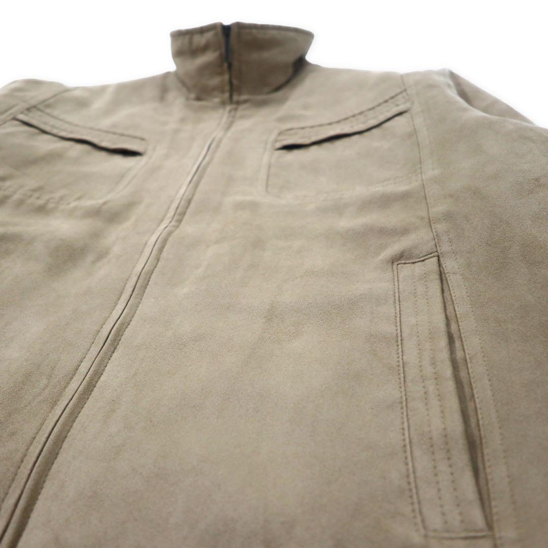 Giacca in pelle scamosciata sintetica LONDON FOG, collo alto, taglia L, beige, imbottitura in poliestere, fodera trapuntata.
