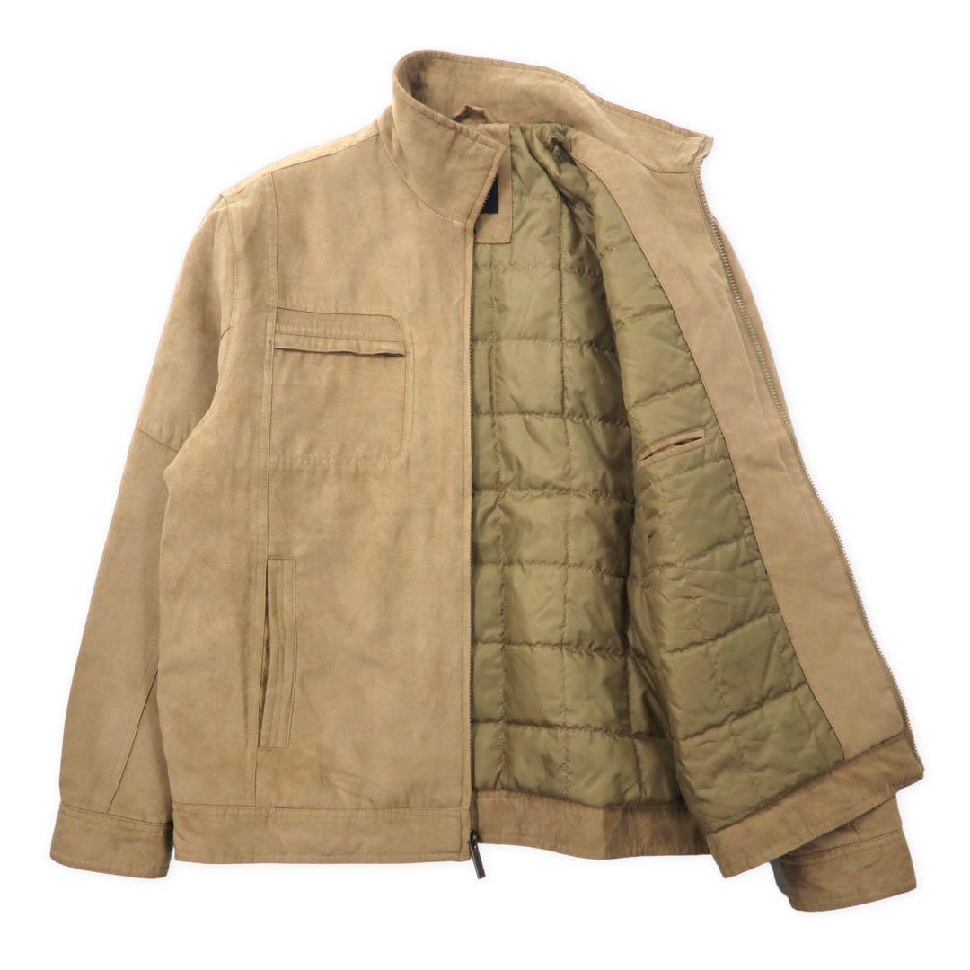 Giacca in pelle scamosciata sintetica LONDON FOG, collo alto, taglia L, beige, imbottitura in poliestere, fodera trapuntata.
