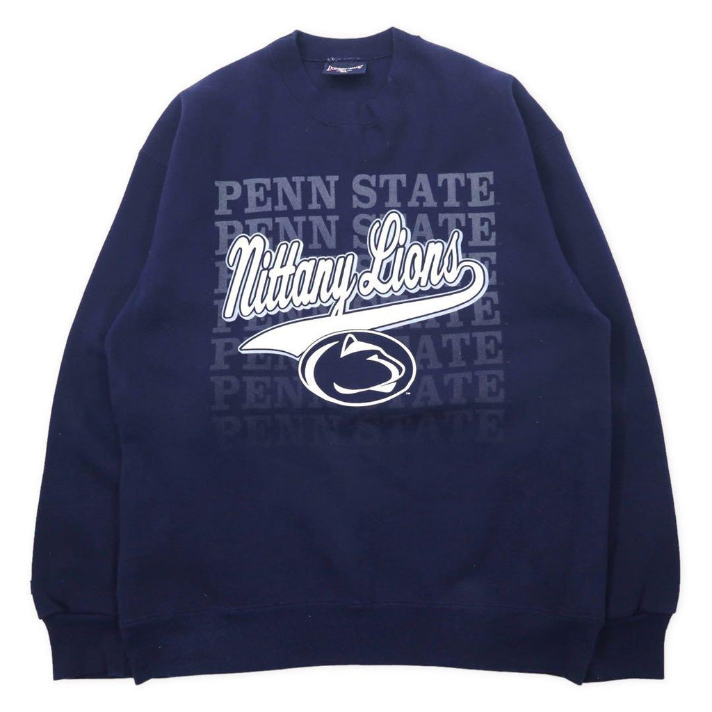 Felpa JAN SPORT Made in USA anni '90, stampa college, taglia XL, blu navy, cotone felpato, Penn State Athletics Football NITTANY LIONS