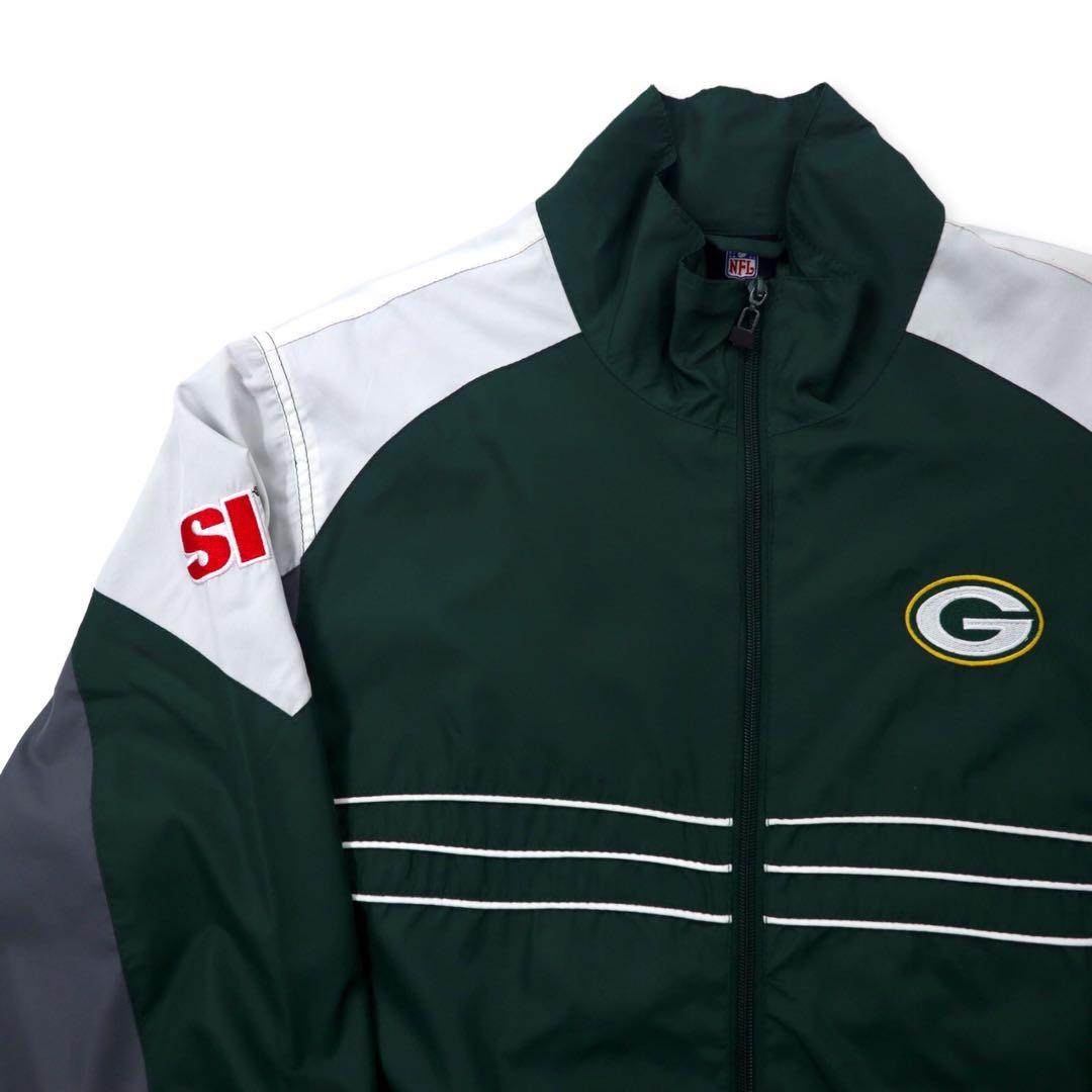 Reebok NFL Green Bay Packers トラックジャケット ナイロンジャケット L グリーン ポリエステル パッカーズ ロゴ刺繍