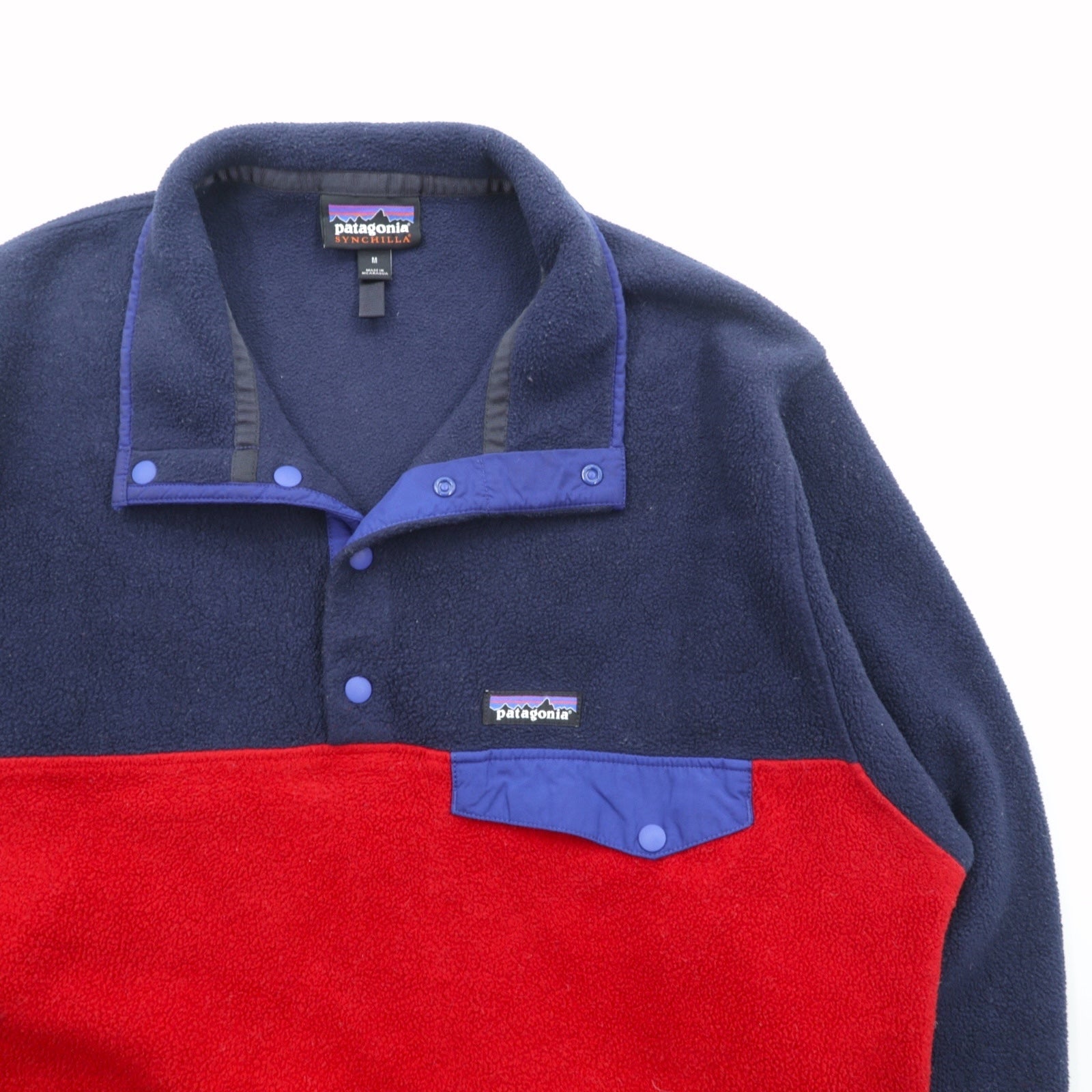 Patagonia シンチラ SYNCHILLA スナップT プルオーバー フリースジャケット M ネイビー バイカラー  ライトウェイト 25580