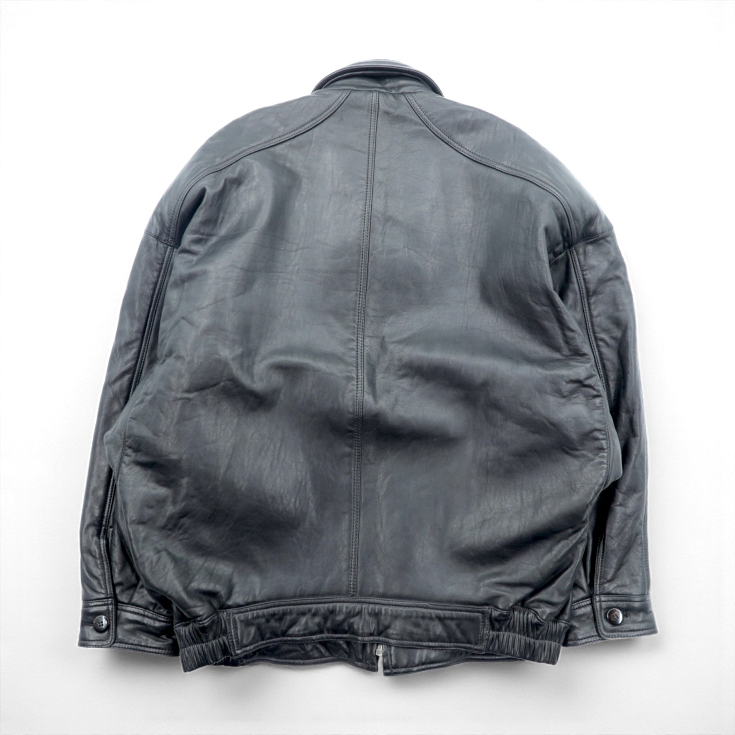 Carmina 90s Vintage Leather Jacket ダブルブレスト ショールカラー ブルゾン M ブラック シープレザー