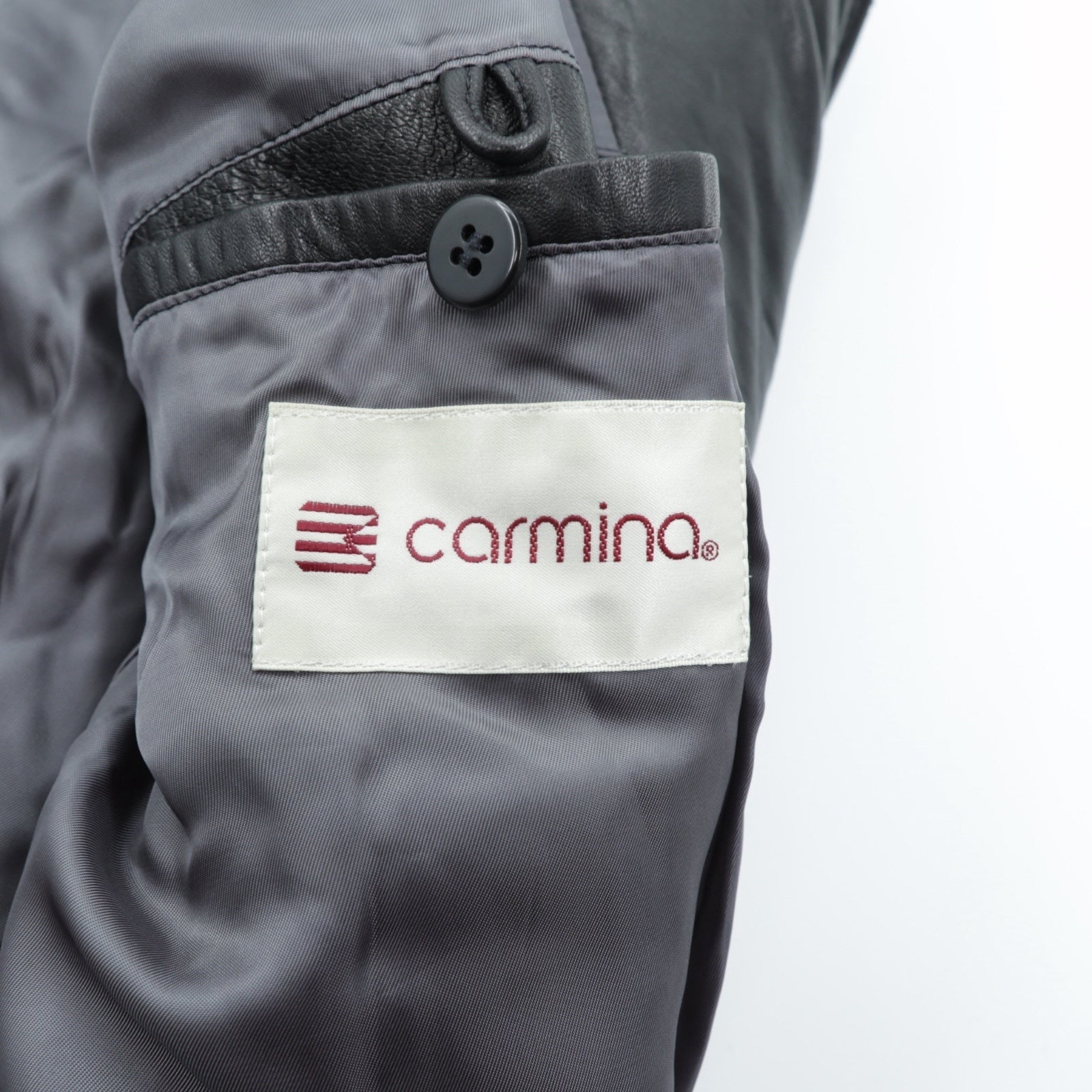 Carmina 90s Vintage Leather Jacket ダブルブレスト ショールカラー ブルゾン M ブラック シープレザー