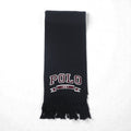 Polo Ralph Lauren カレッジロゴ  フリンジ マフラー ストール ブラック ポニー ロゴ 刺繡 POLO 1967