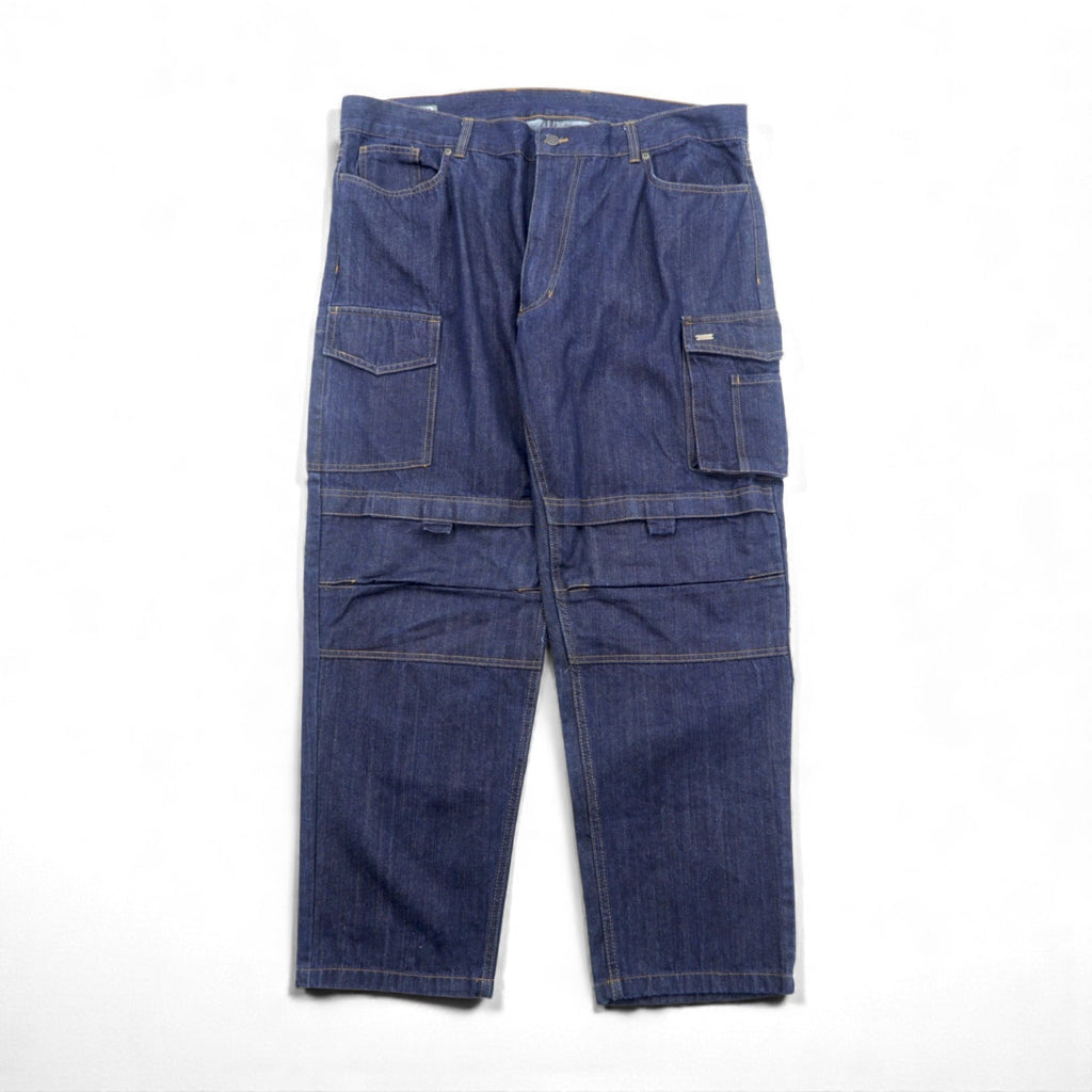 VINTAGE バギー カーゴ デニムパンツ ジーンズ XL ブルー コットン デニム WORKWEAR OUTDOOR 146700 濃紺 ダブルニー