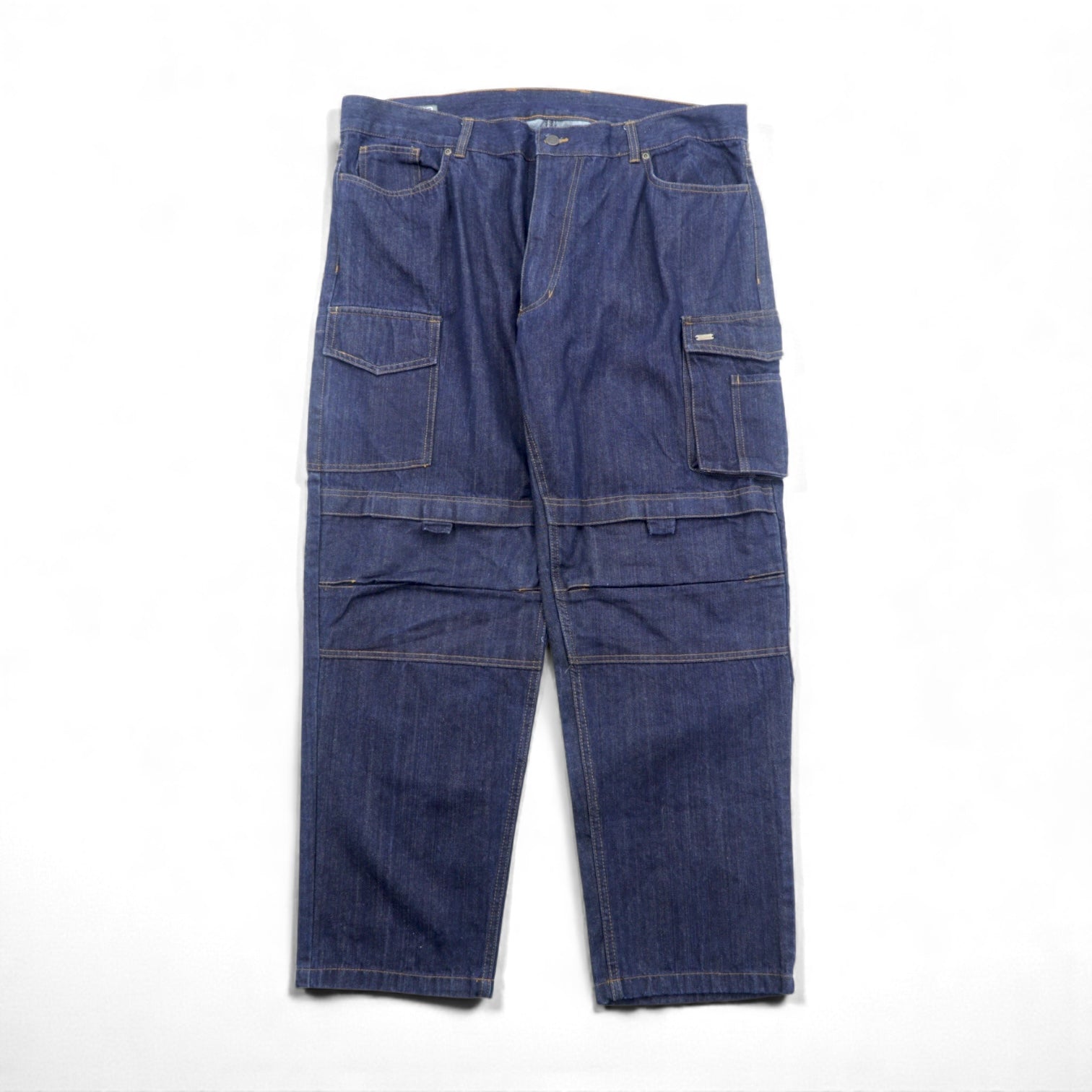 VINTAGE バギー カーゴ デニムパンツ ジーンズ XL ブルー コットン デニム WORKWEAR OUTDOOR 146700 濃紺 ダブルニー