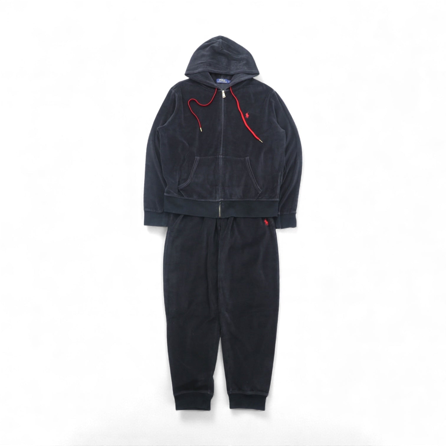 Polo Ralph Lauren ベロア ジップアップパーカー ジャージ セットアップ M スモールポニー刺繍