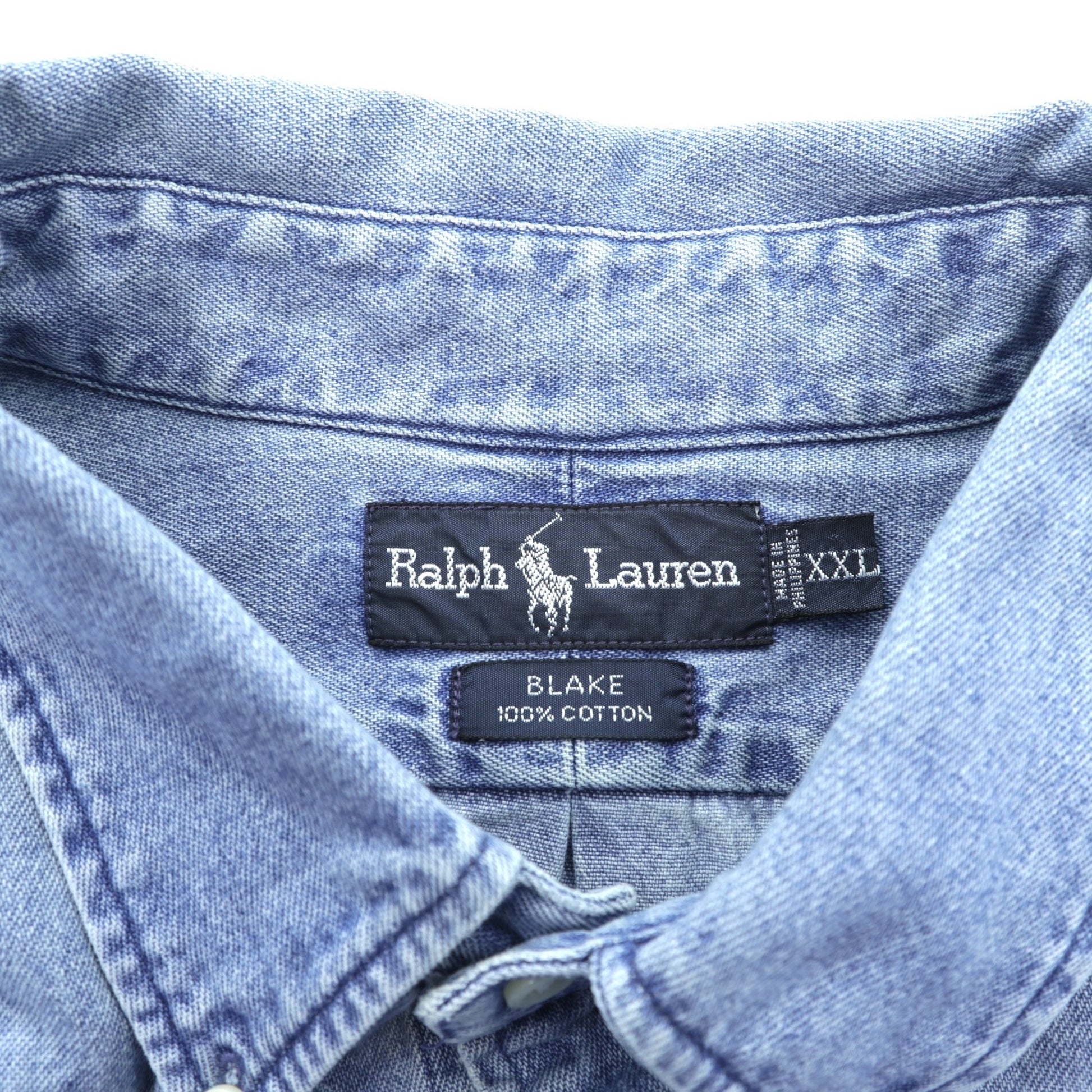Ralph Lauren 90年代 ボタンダウン デニムシャツ 2XL インディゴ BLAKE スモールポニー刺繍