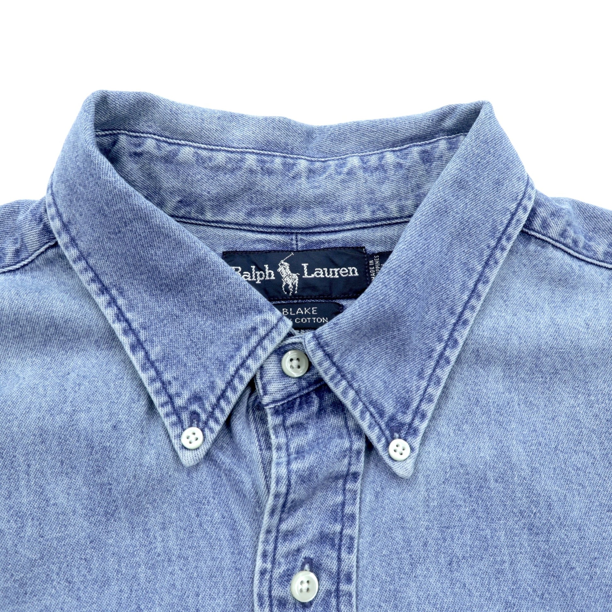 Ralph Lauren 90年代 ボタンダウン デニムシャツ 2XL インディゴ BLAKE スモールポニー刺繍