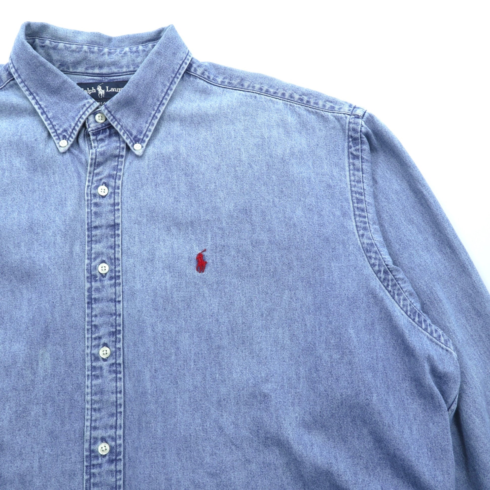 Ralph Lauren 90年代 ボタンダウン デニムシャツ 2XL インディゴ BLAKE スモールポニー刺繍