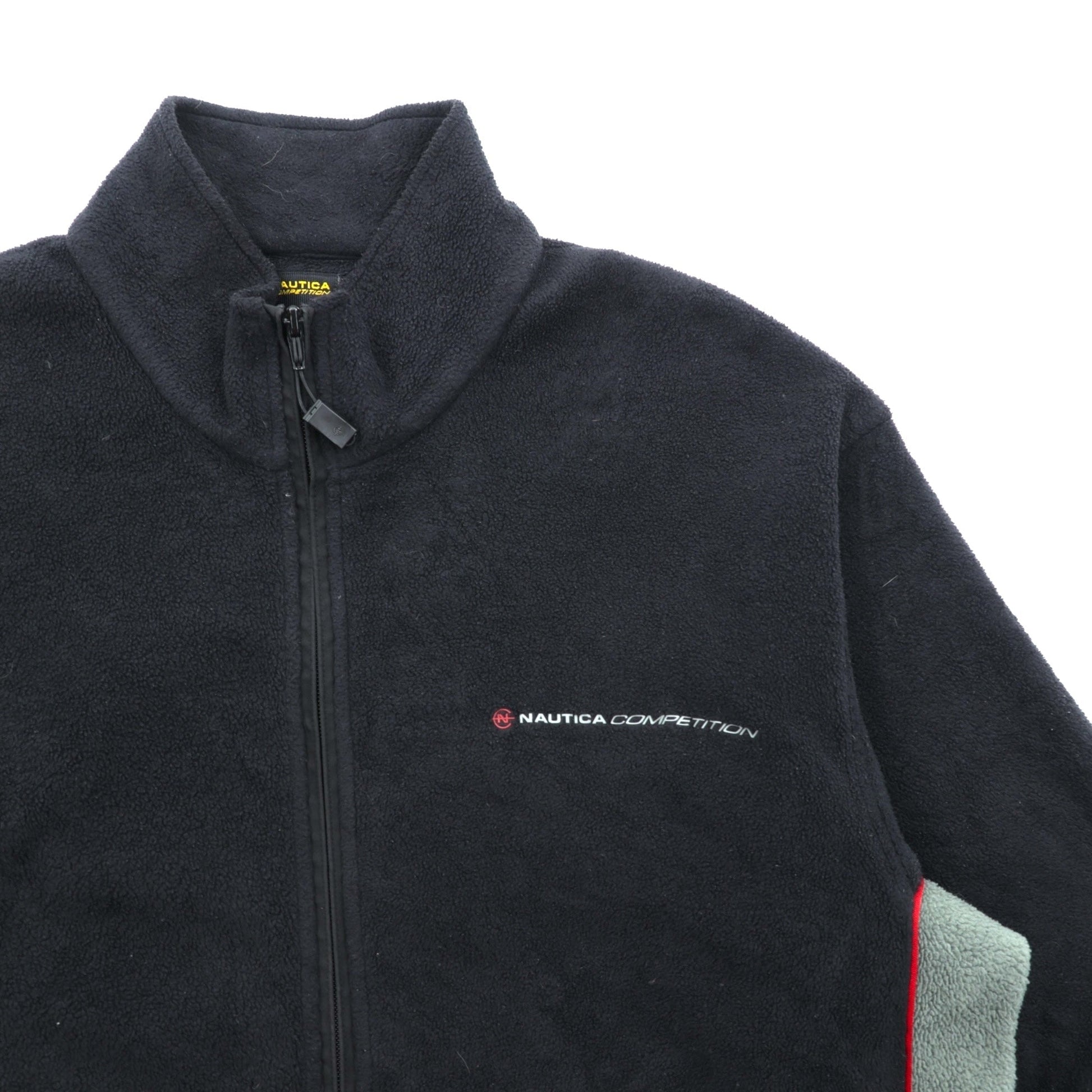 NAUTICA 00年代 USA製 ダブルジップ フリースジャケット L ブラック COMPETITON