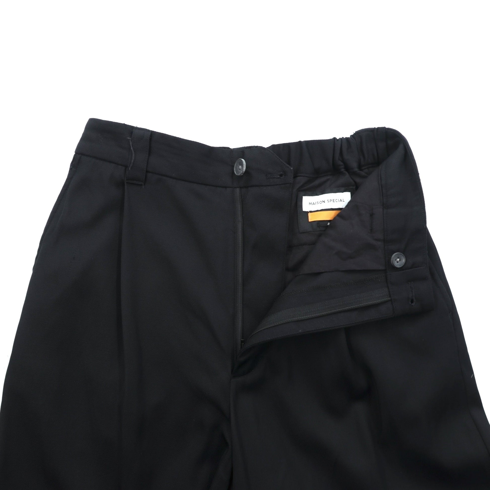 MAISON SPECIAL カルゼ ウール ギャバ 1タック イージー ワイドパンツ スラックス M ブラック フレア ブーツカット 11202461312 ユニセックス