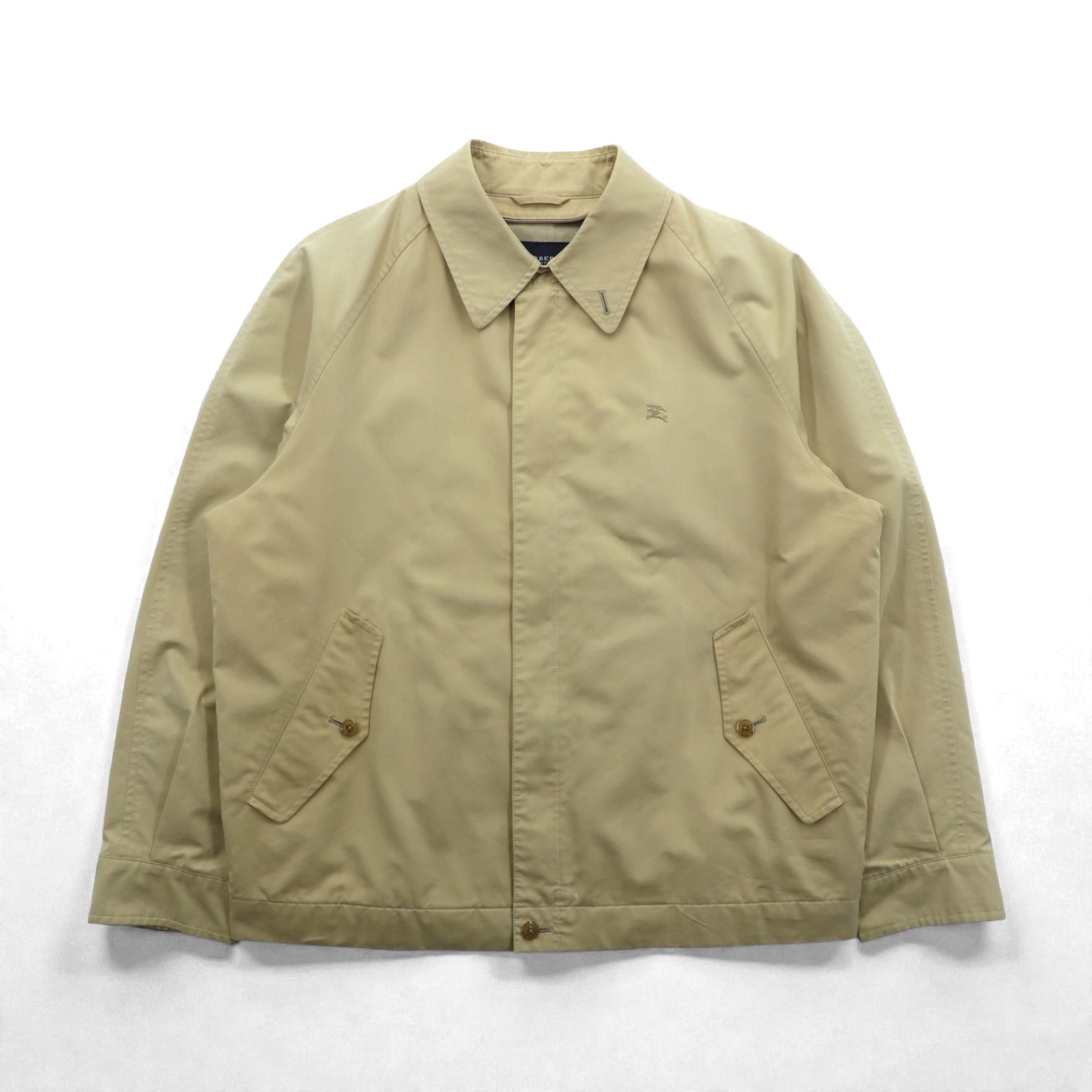 BURBERRY 日本製 スウィングトップ ハリントンジャケット L ベージュ チンストラップ ワンポイントロゴ