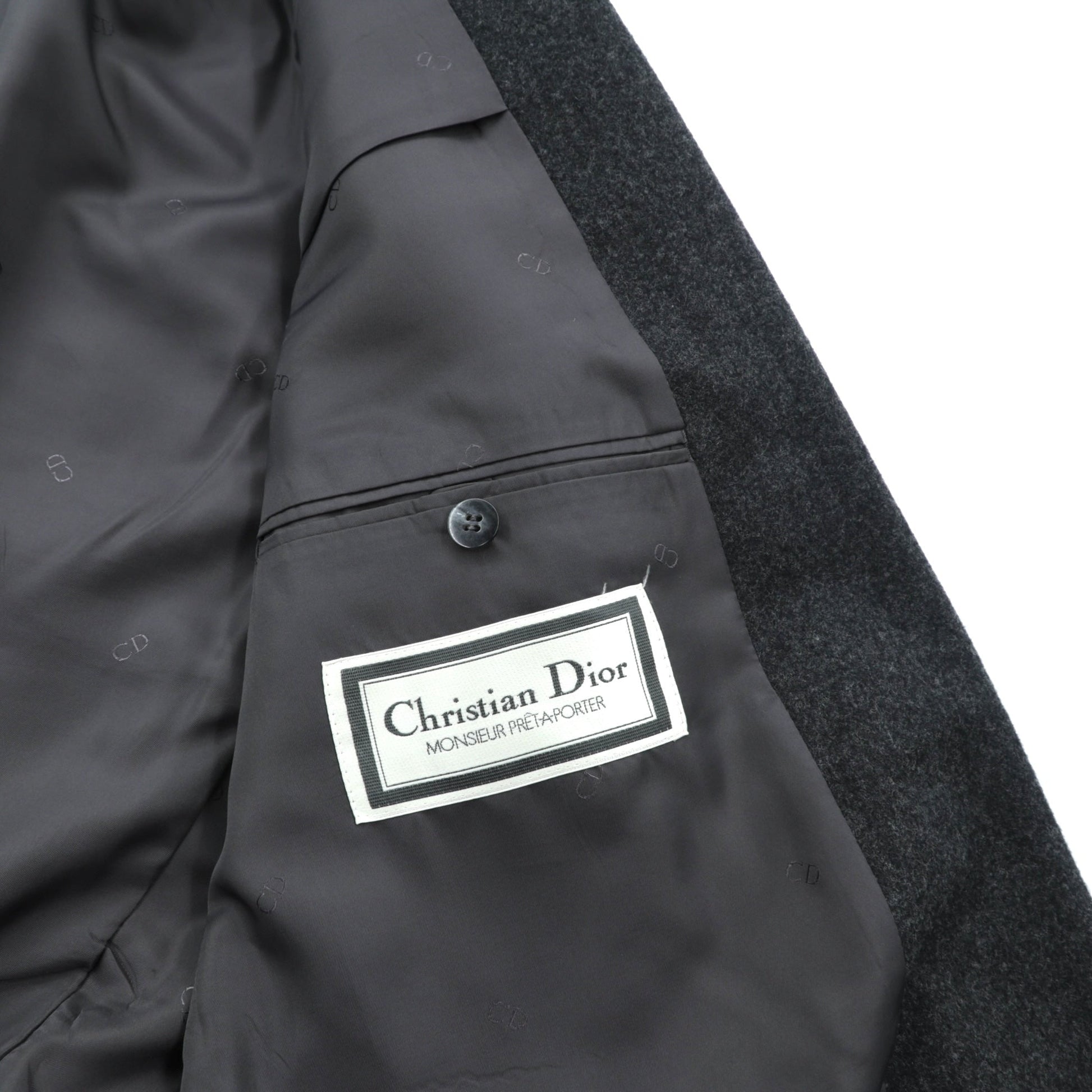 Christian Dior 80年代 日本製 ヴィンテージ ピークドラペル ダブルブレスト ブレザー テーラードジャケット ブレザー XL グレー ウール メタルボタン