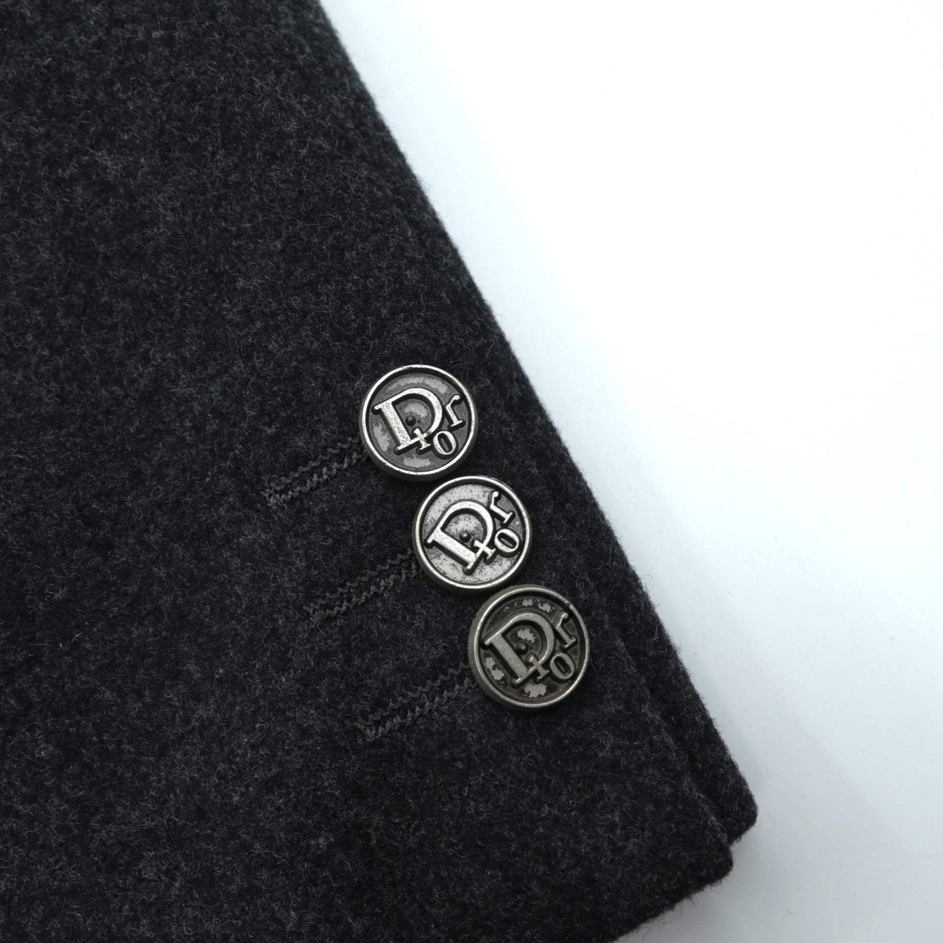 Christian Dior 80年代 日本製 ヴィンテージ ピークドラペル ダブルブレスト ブレザー テーラードジャケット ブレザー XL グレー ウール メタルボタン