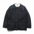 foot the coacher × The British Millerain Co. オイルド ハンティングジャケット ノーカラー ブルゾン L ブラック ダブルジップ 防水 RESISTANT SINGLE JACKET 日本製