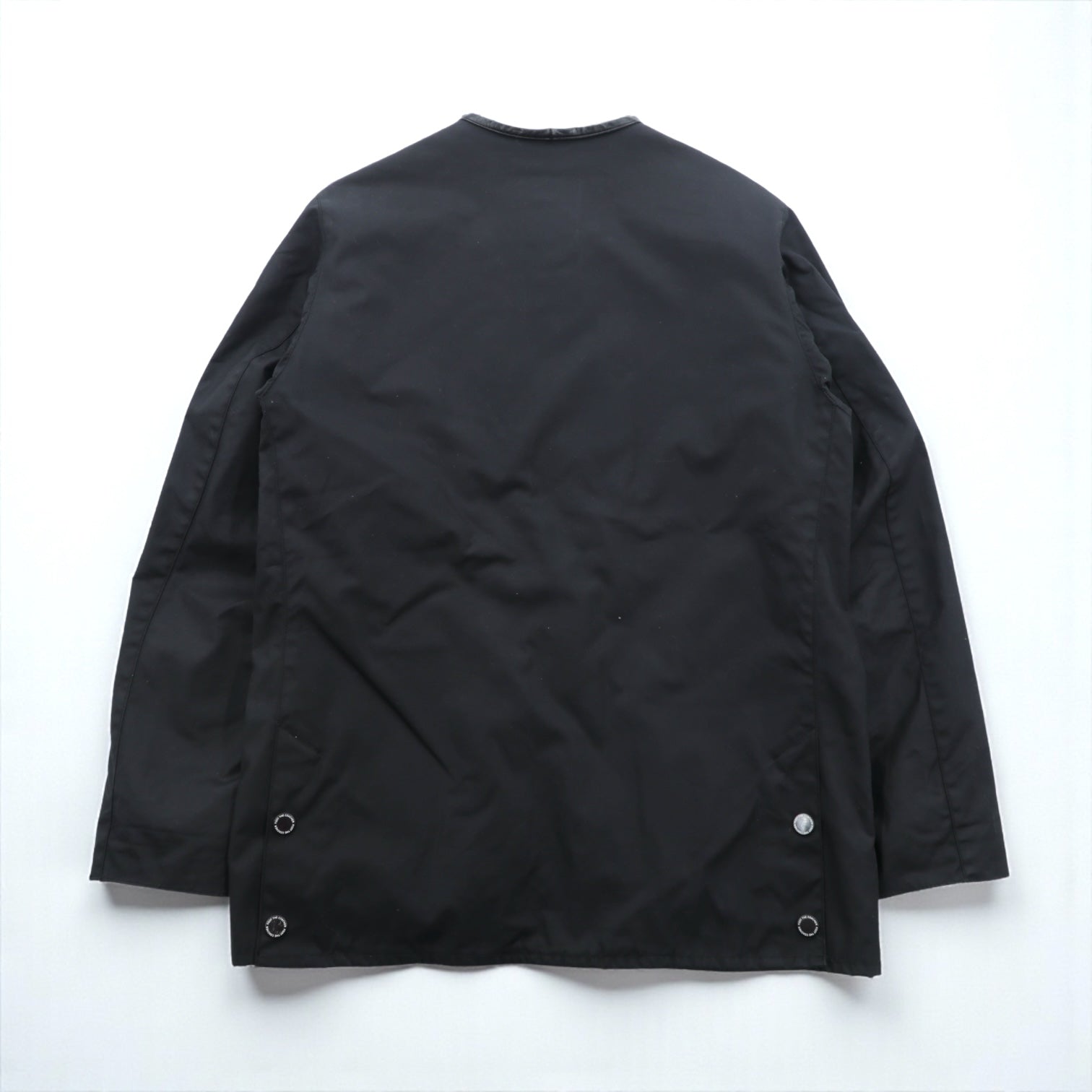 foot the coacher × The British Millerain Co. オイルド ハンティングジャケット ノーカラー ブルゾン L ブラック ダブルジップ 防水 RESISTANT SINGLE JACKET 日本製