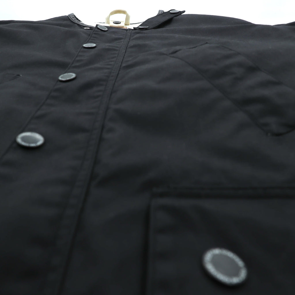 foot the coacher × The British Millerain Co. オイルド ハンティングジャケット ノーカラー ブルゾン L ブラック ダブルジップ 防水 RESISTANT SINGLE JACKET 日本製