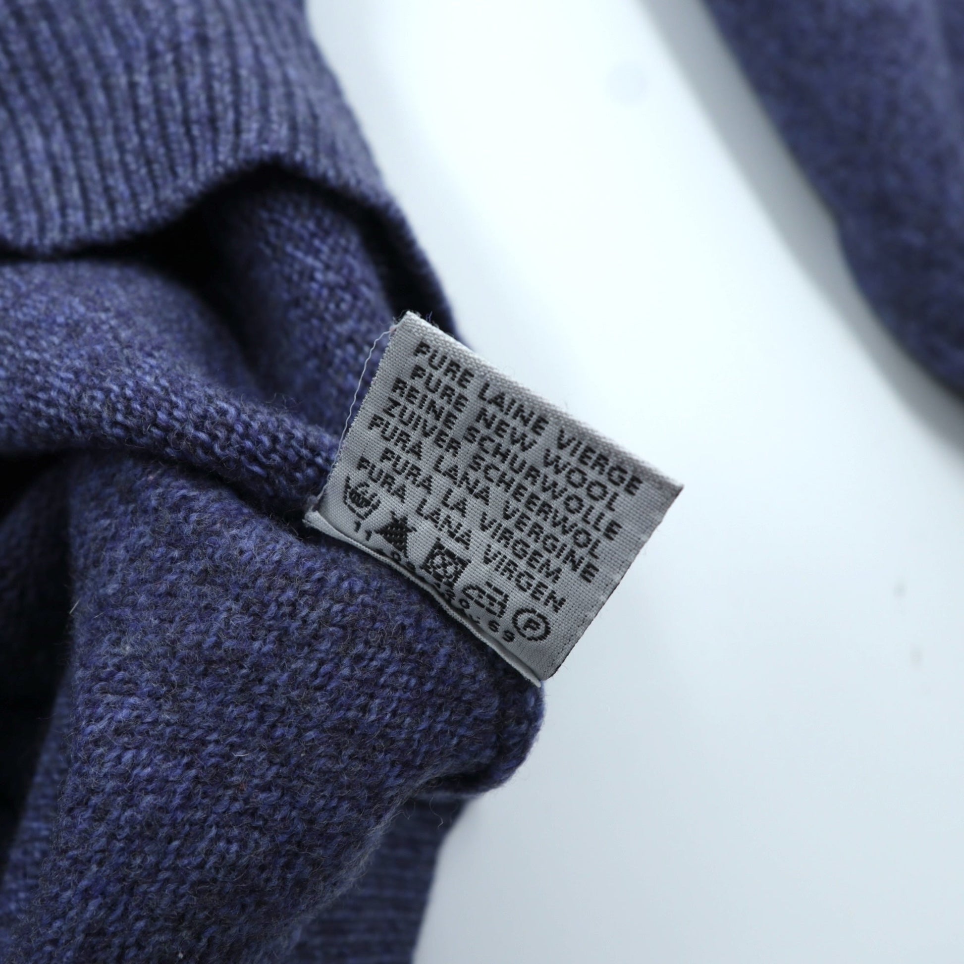 LACOSTE 90年代 Vネック ニット セーター XL ネイビー ウール ワンポイントロゴ