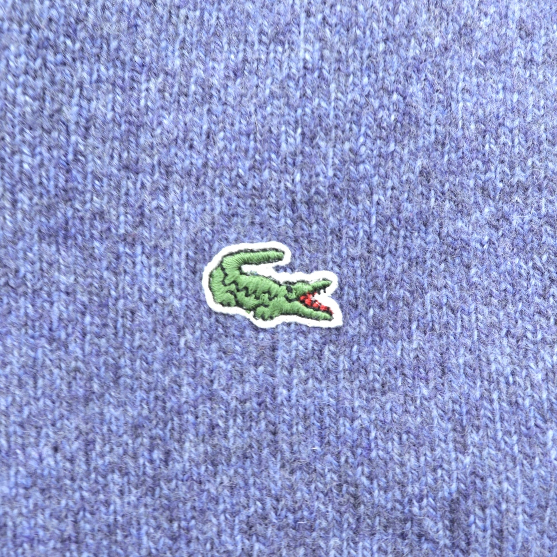 LACOSTE 90年代 Vネック ニット セーター XL ネイビー ウール ワンポイントロゴ