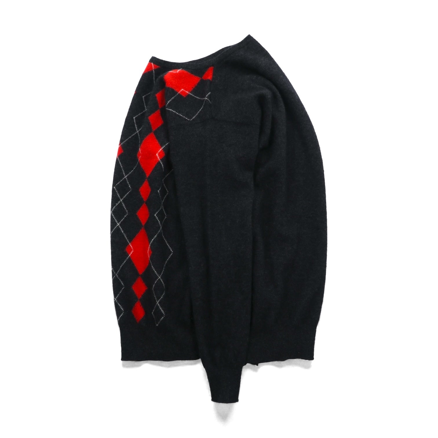 BURBERRY 90年代 アーガイル柄 クルーネック ニット セーター M グレー アンゴラ ウール