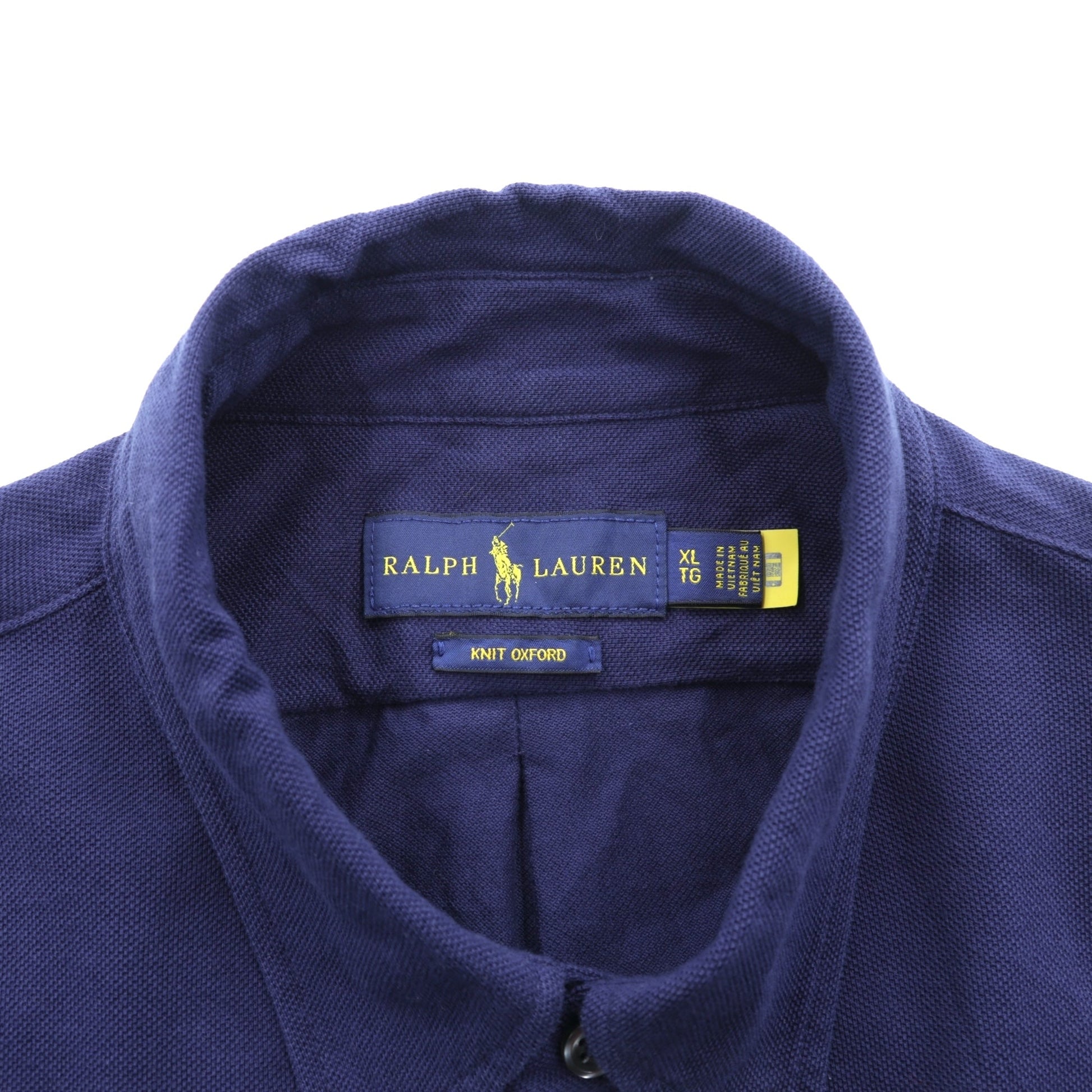 Ralph Lauren ニットオックスフォード ボタンダウン シャツ XL ネイビー KNIT OXFORD スモールポニー刺繍