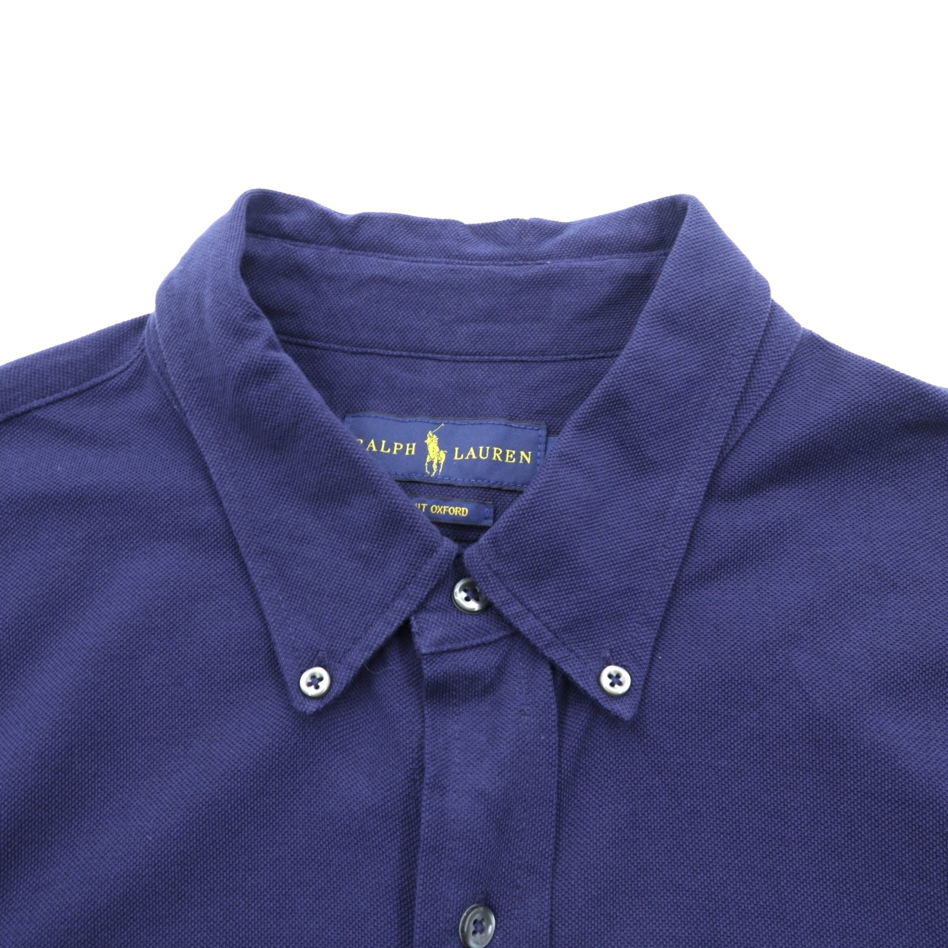 Ralph Lauren ニットオックスフォード ボタンダウン シャツ XL ネイビー KNIT OXFORD スモールポニー刺繍