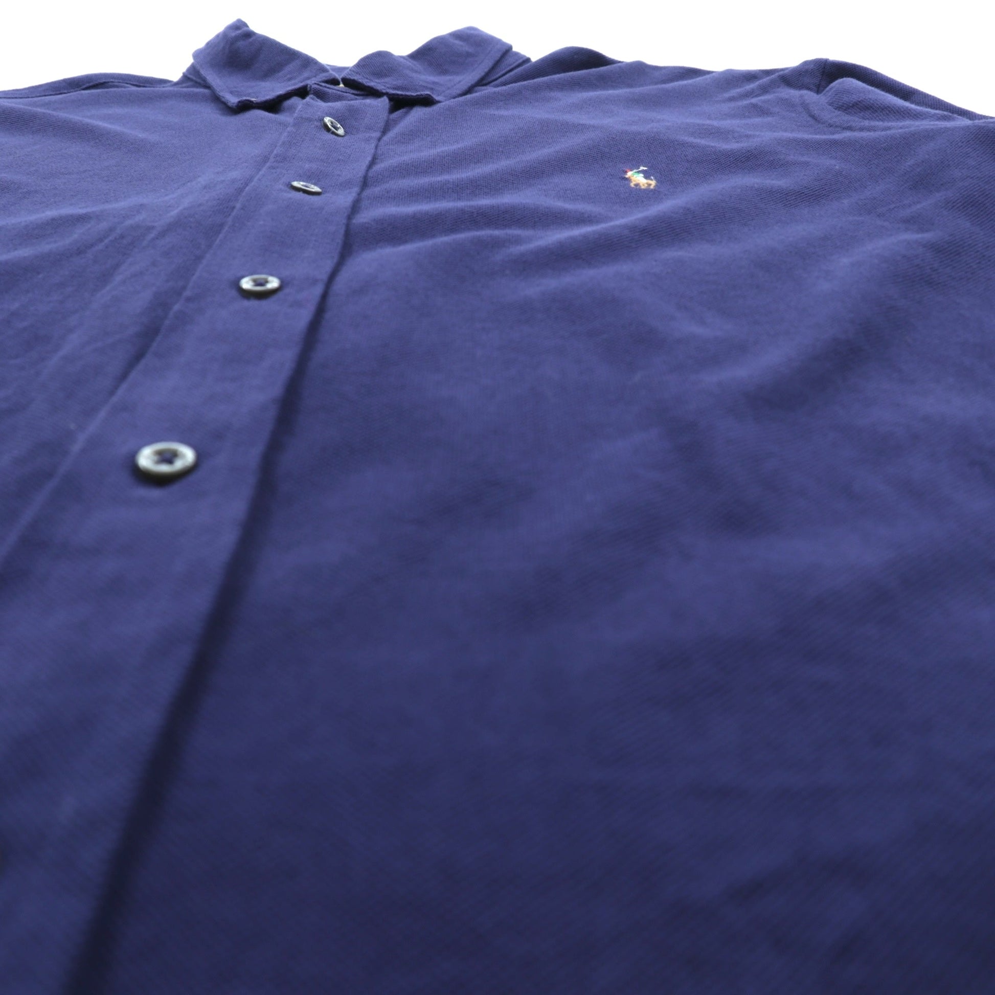 Ralph Lauren ニットオックスフォード ボタンダウン シャツ XL ネイビー KNIT OXFORD スモールポニー刺繍