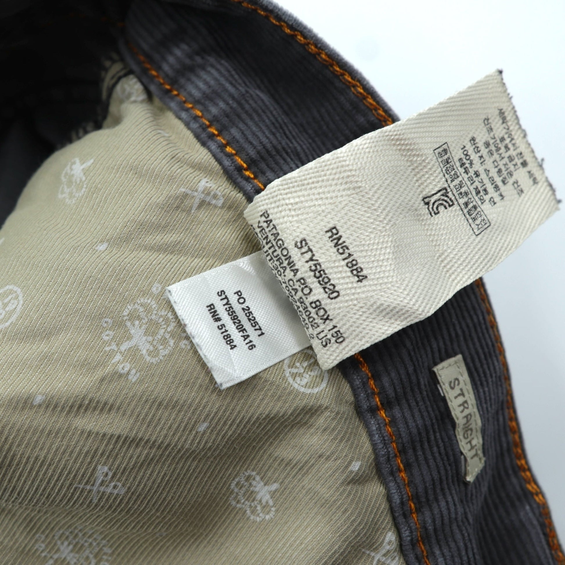 Patagonia コーデュロイ チノパンツ ワークパンツ XL グレー ストレートフィット ORGANIC COTTON 55920