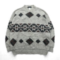 BARNEYS NEW YORK イタリア製 アーガイル柄 ニット セーター L ベージュ アクリル アルパカ混