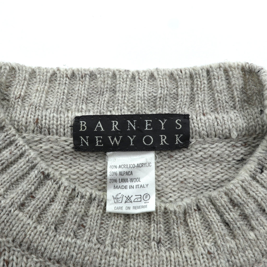 BARNEYS NEW YORK イタリア製 アーガイル柄 ニット セーター L ベージュ アクリル アルパカ混