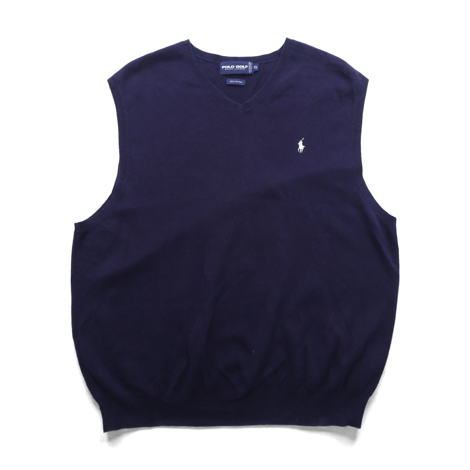 POLO GOLF RALPH LAUREN 90年代 イタリアニット ニットベスト XL ネイビー ITALIAN YARN スモールポニー刺繍