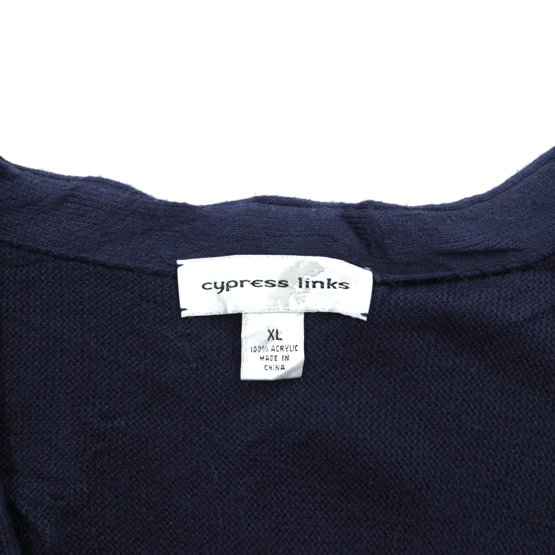 Cypress Links 90s Vintage Knitwear Vネック カーディガン XL ネイビー アクリルニット 90年代