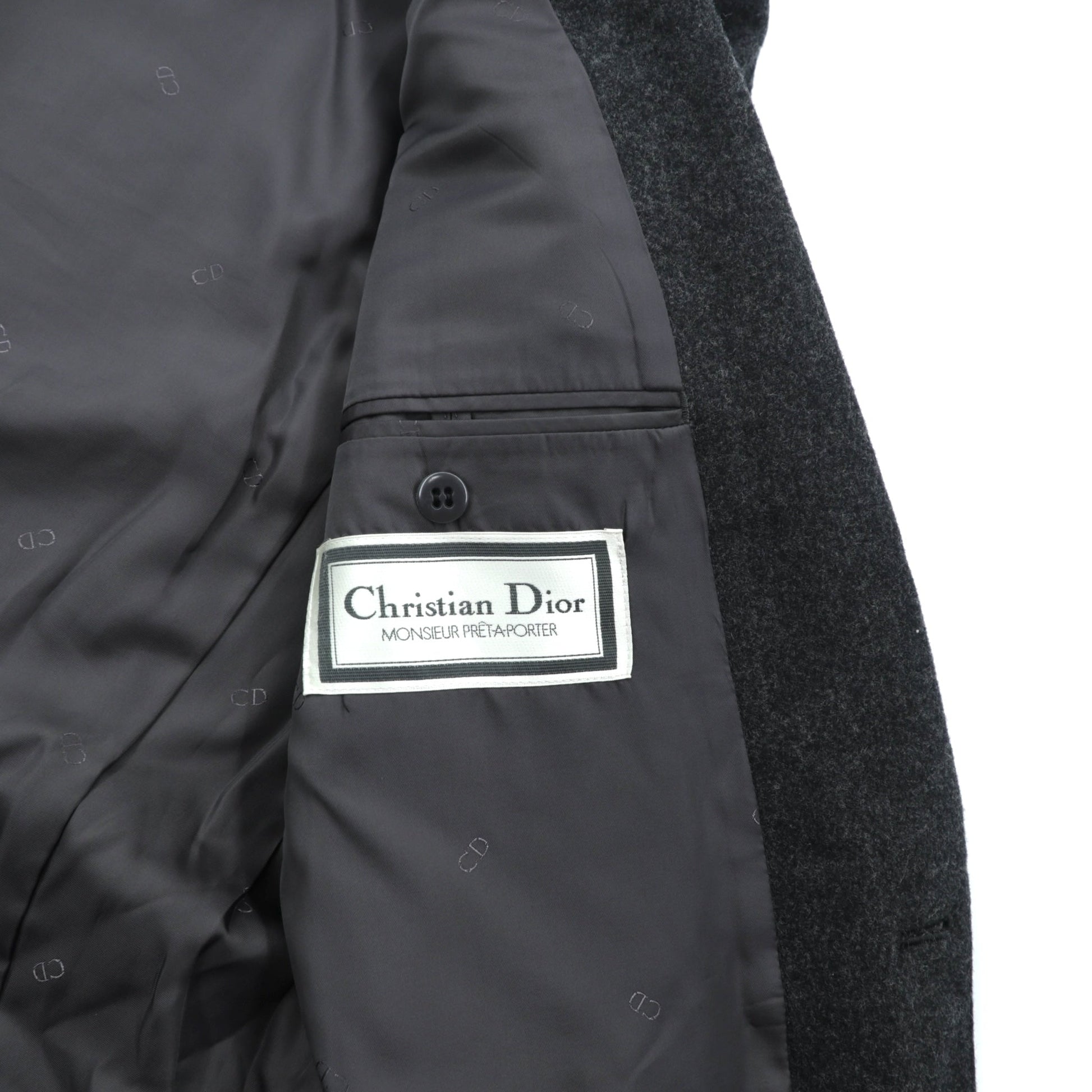 Christian Dior 80年代 日本製 ヴィンテージ ブレザー 2B テーラードジャケット ブレザー XL グレー ウール メタルボタン