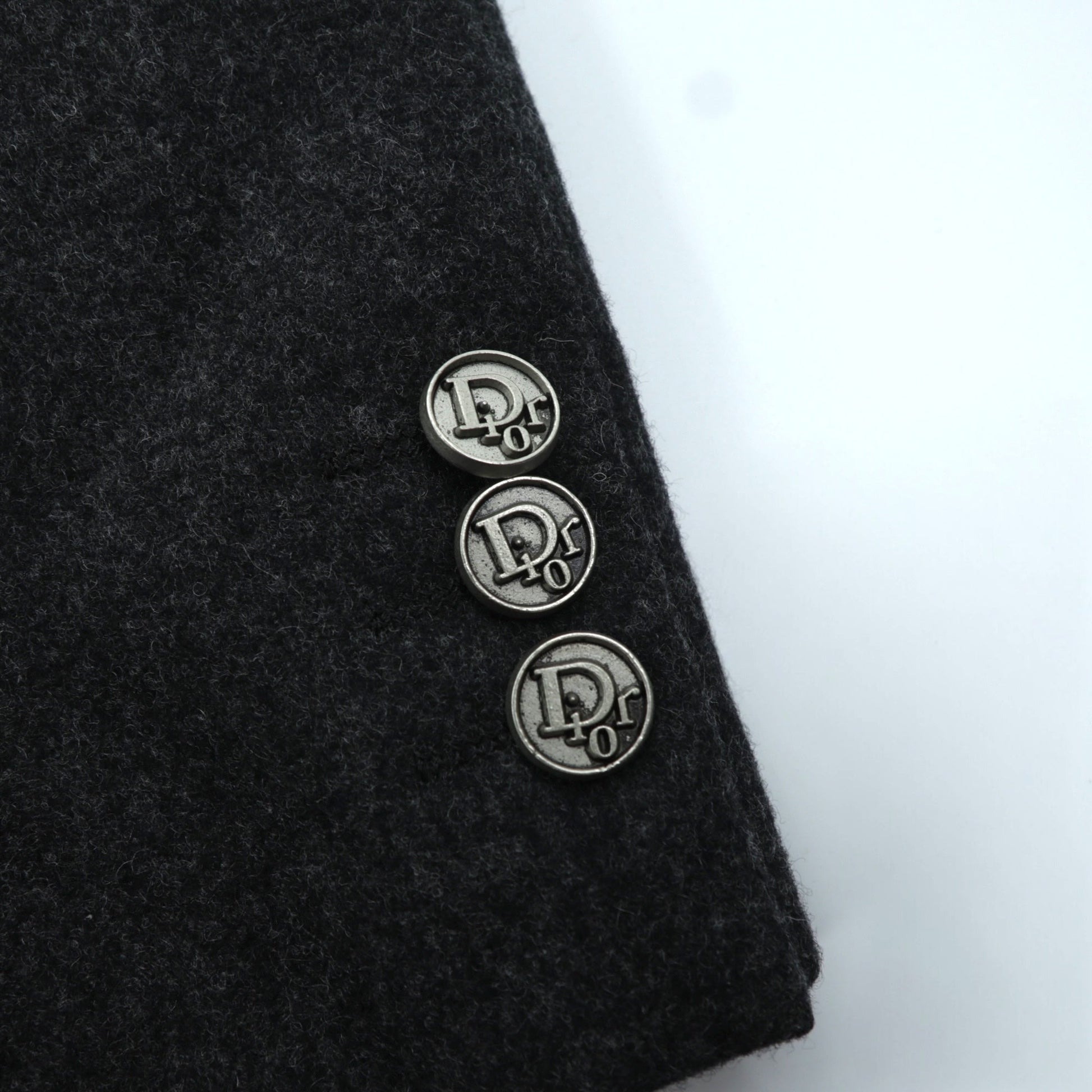 Christian Dior 80年代 日本製 ヴィンテージ ブレザー 2B テーラードジャケット ブレザー XL グレー ウール メタルボタン